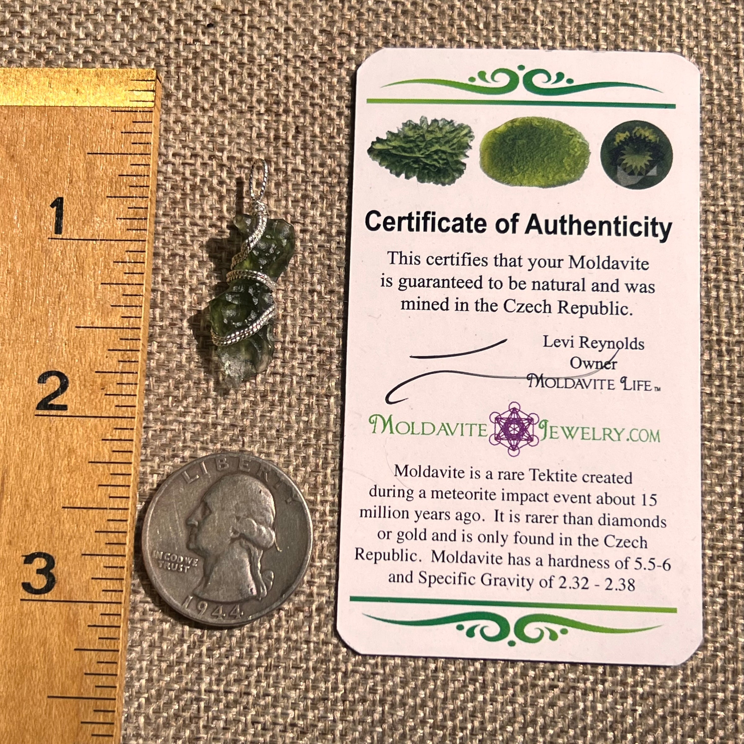 Moldavite Wire Wrapped Pendant Sterling Silver #8657-Moldavite Life