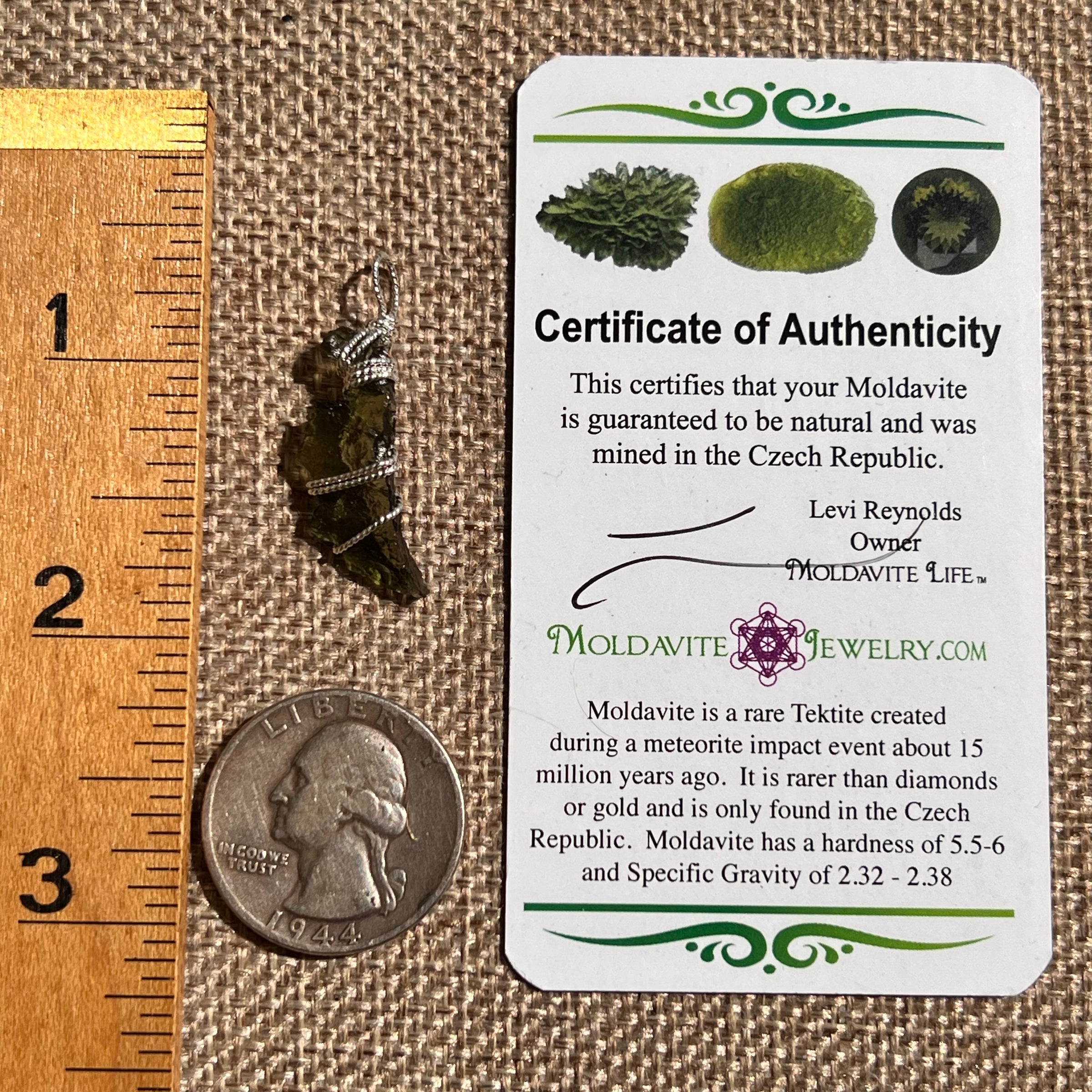 Moldavite Wire Wrapped Pendant Sterling Silver #8658-Moldavite Life