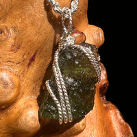 Moldavite Wire Wrapped Pendant Sterling Silver #8659-Moldavite Life