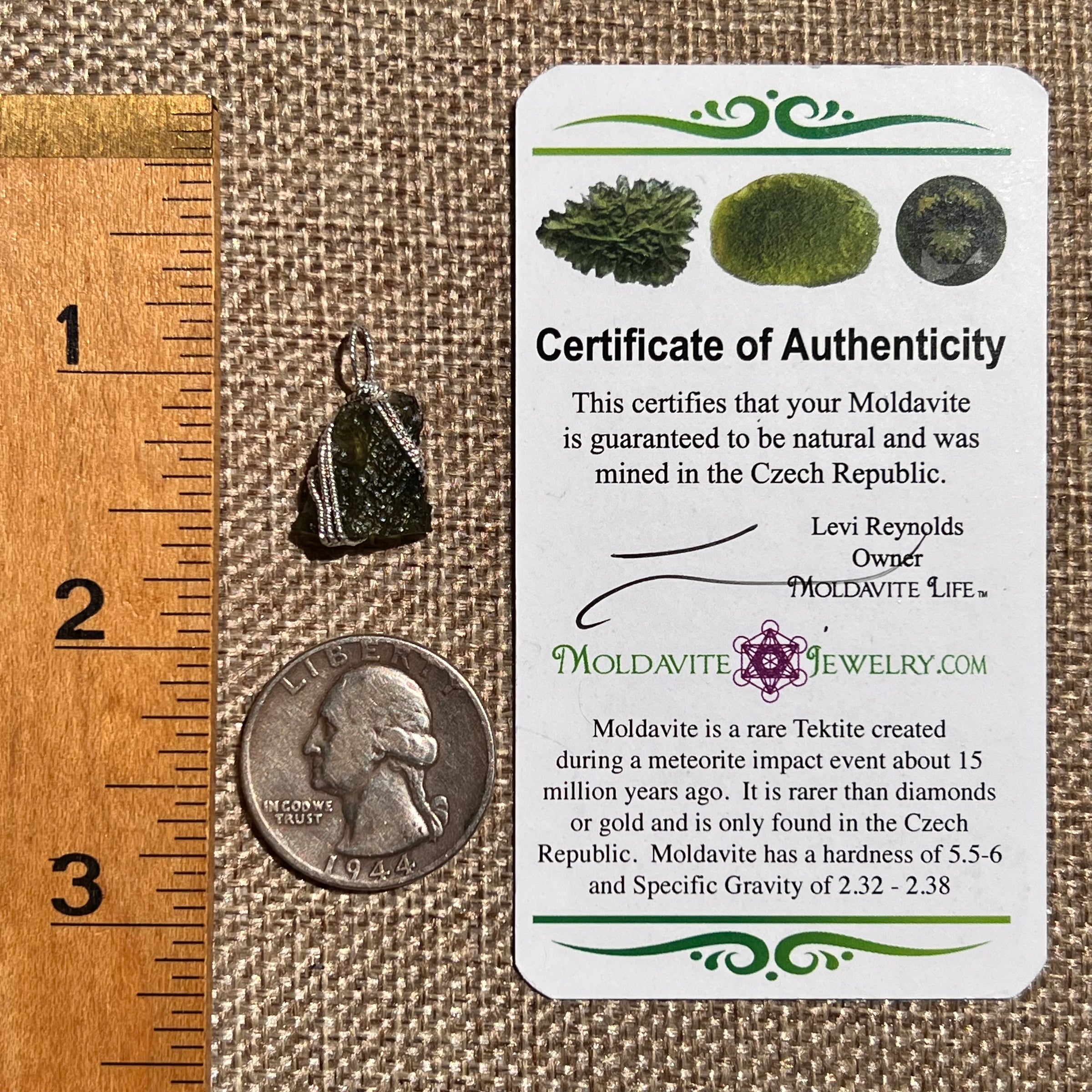Moldavite Wire Wrapped Pendant Sterling Silver #8659-Moldavite Life