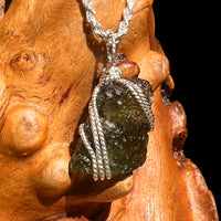 Moldavite Wire Wrapped Pendant Sterling Silver #8659-Moldavite Life