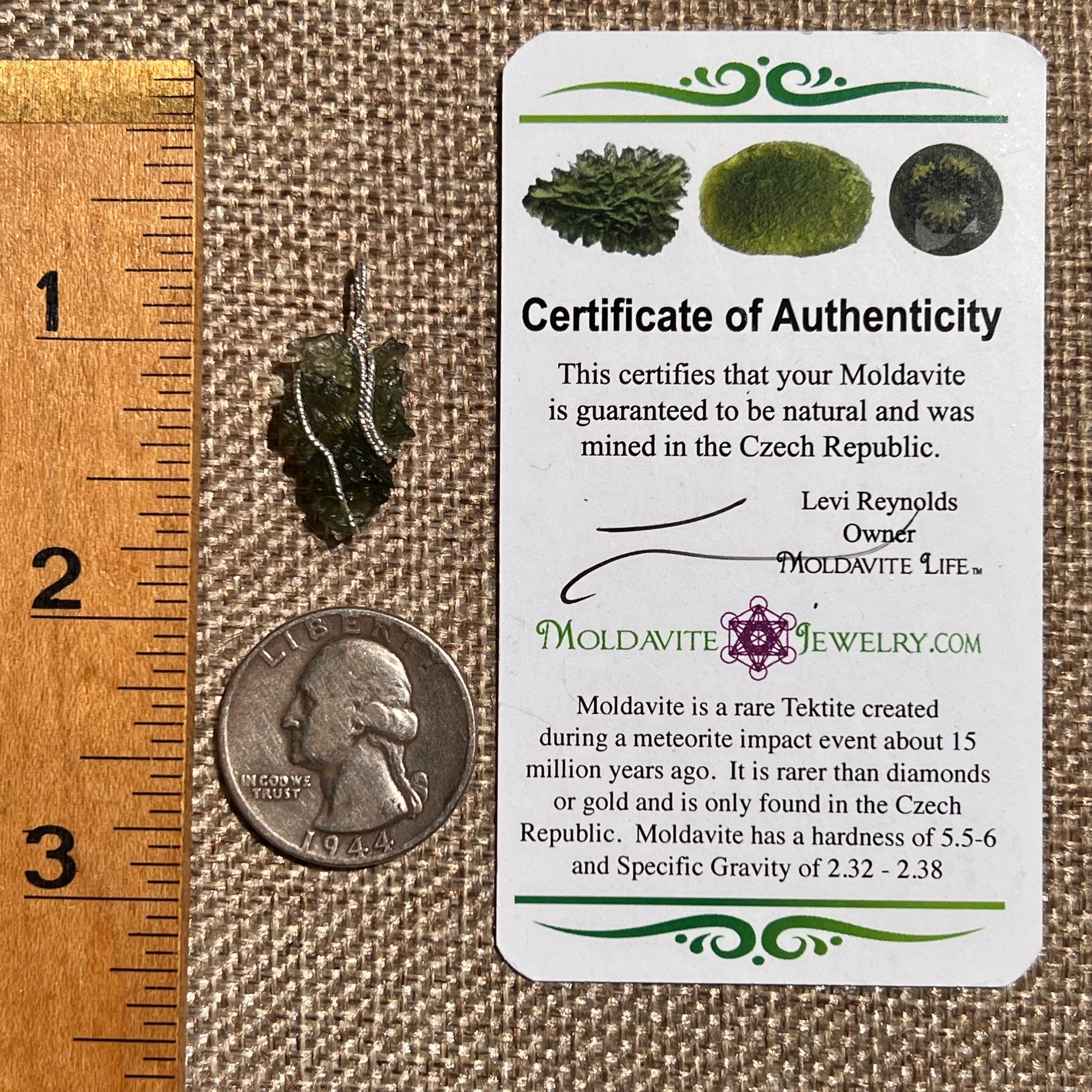 Moldavite Wire Wrapped Pendant Sterling Silver #8660-Moldavite Life