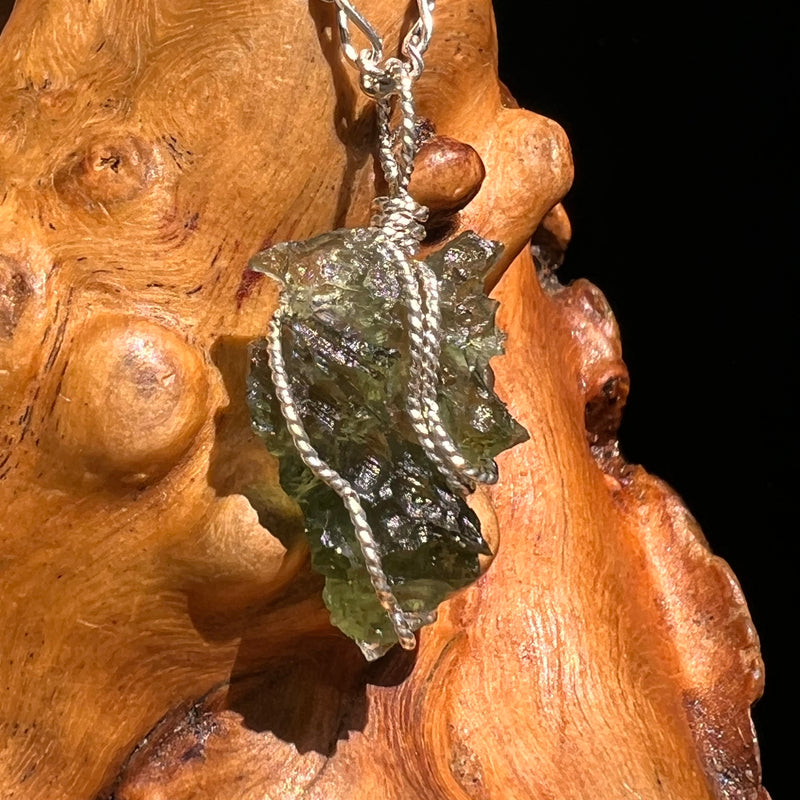 Moldavite Wire Wrapped Pendant Sterling Silver #8660-Moldavite Life