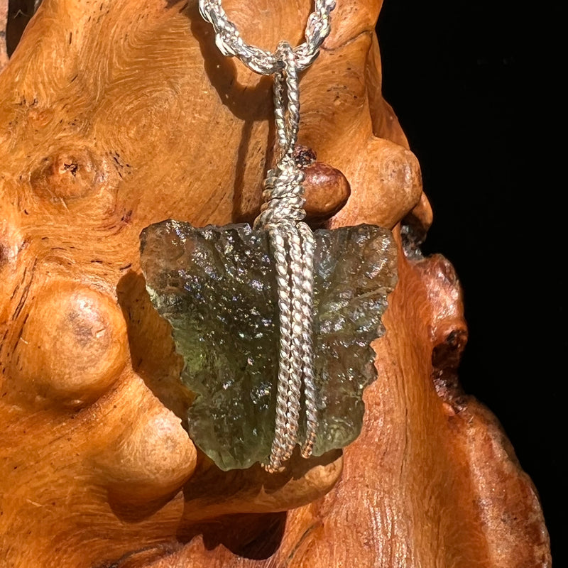 Moldavite Wire Wrapped Pendant Sterling Silver #8661-Moldavite Life