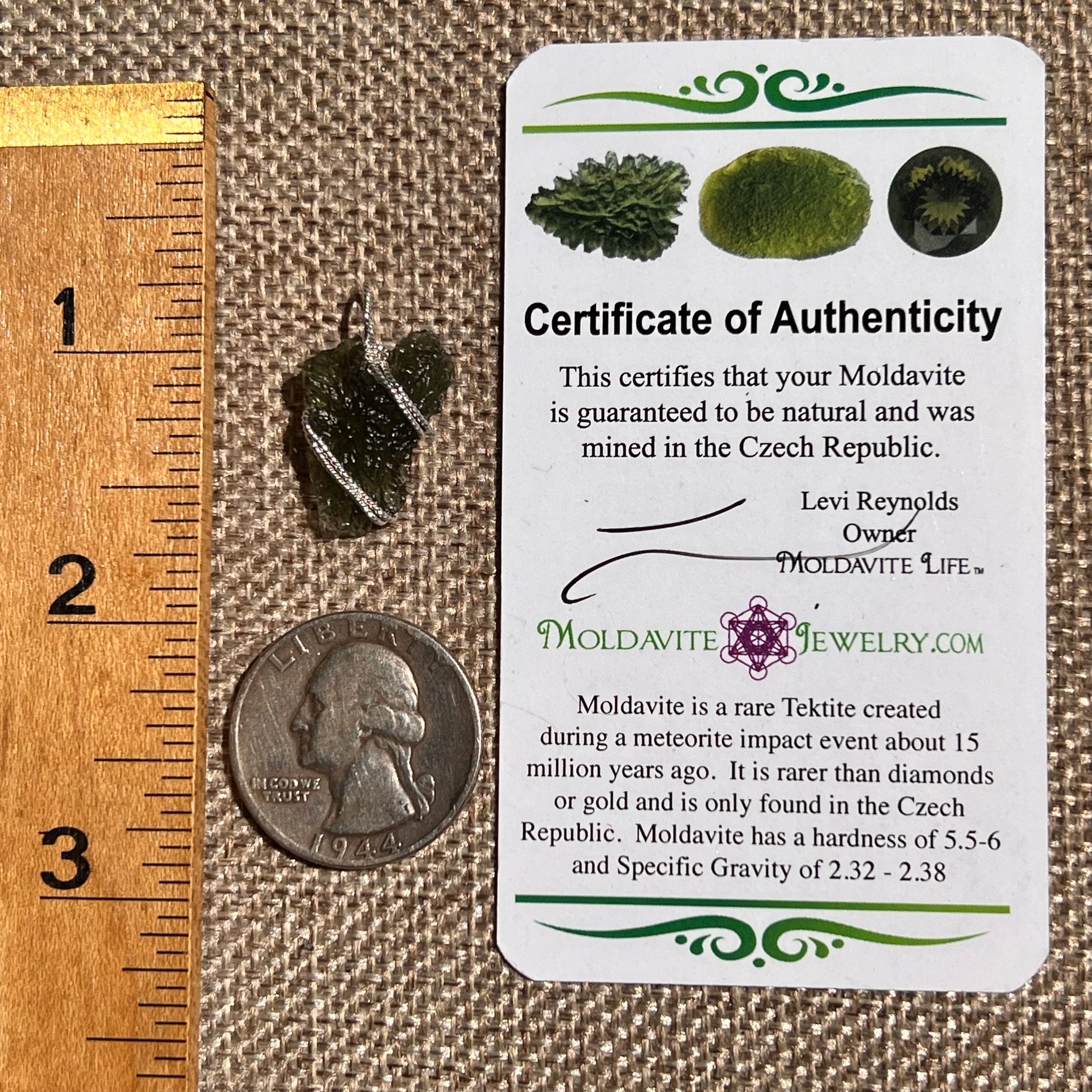Moldavite Wire Wrapped Pendant Sterling Silver #8662-Moldavite Life