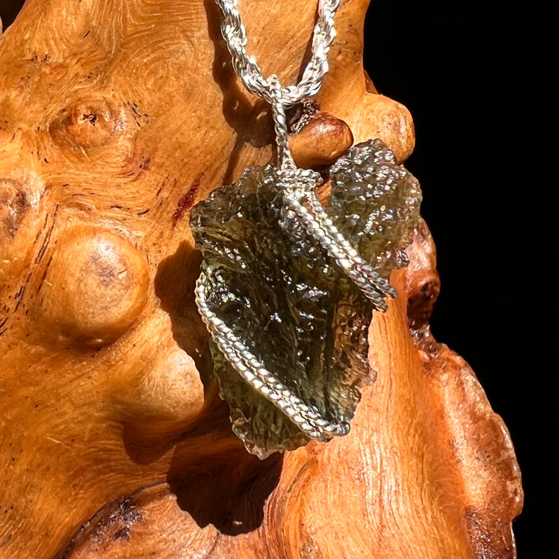 Moldavite Wire Wrapped Pendant Sterling Silver #8662-Moldavite Life