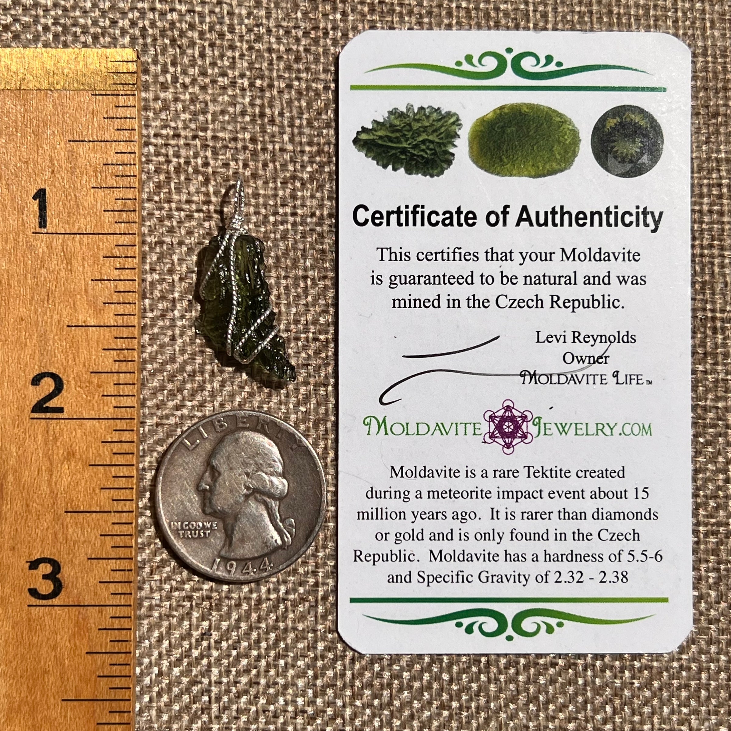 Moldavite Wire Wrapped Pendant Sterling Silver #8665-Moldavite Life