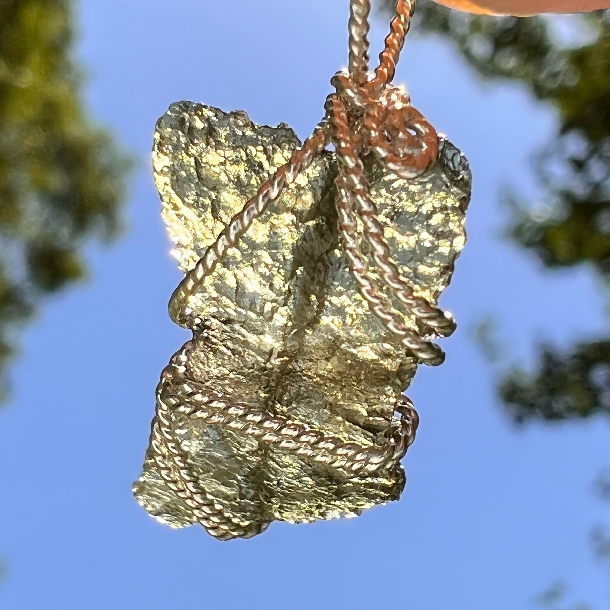 Moldavite Wire Wrapped Pendant Sterling Silver #8667-Moldavite Life