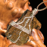 Moldavite Wire Wrapped Pendant Sterling Silver #8668-Moldavite Life