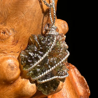 Moldavite Wire Wrapped Pendant Sterling Silver #8669-Moldavite Life