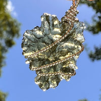 Moldavite Wire Wrapped Pendant Sterling Silver #8669-Moldavite Life