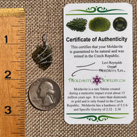 Moldavite Wire Wrapped Pendant Sterling Silver #8669-Moldavite Life