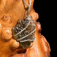 Moldavite Wire Wrapped Pendant Sterling Silver #8669-Moldavite Life