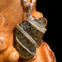 Moldavite Wire Wrapped Pendant Sterling Silver #8670-Moldavite Life