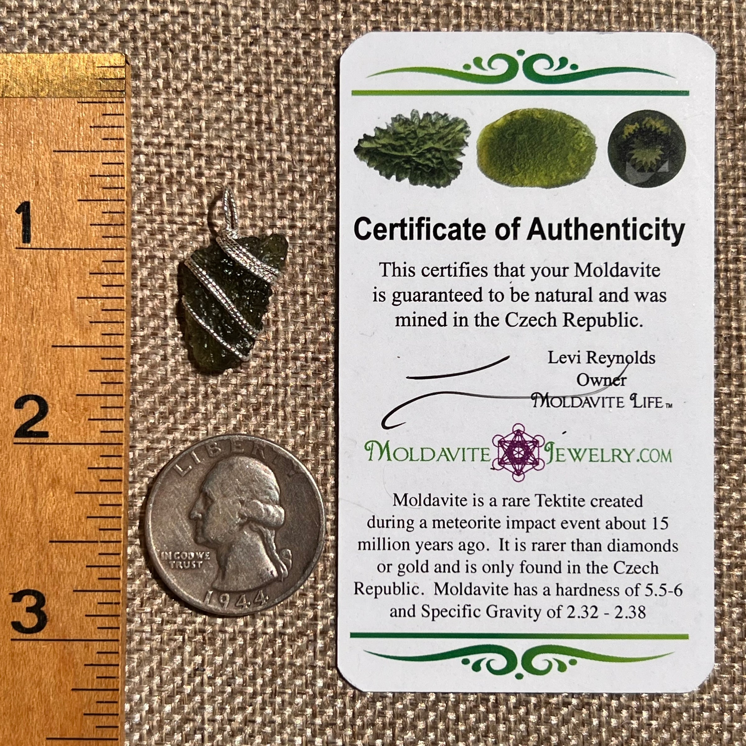 Moldavite Wire Wrapped Pendant Sterling Silver #8670-Moldavite Life