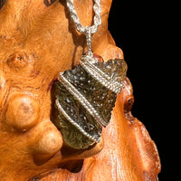 Moldavite Wire Wrapped Pendant Sterling Silver #8670-Moldavite Life