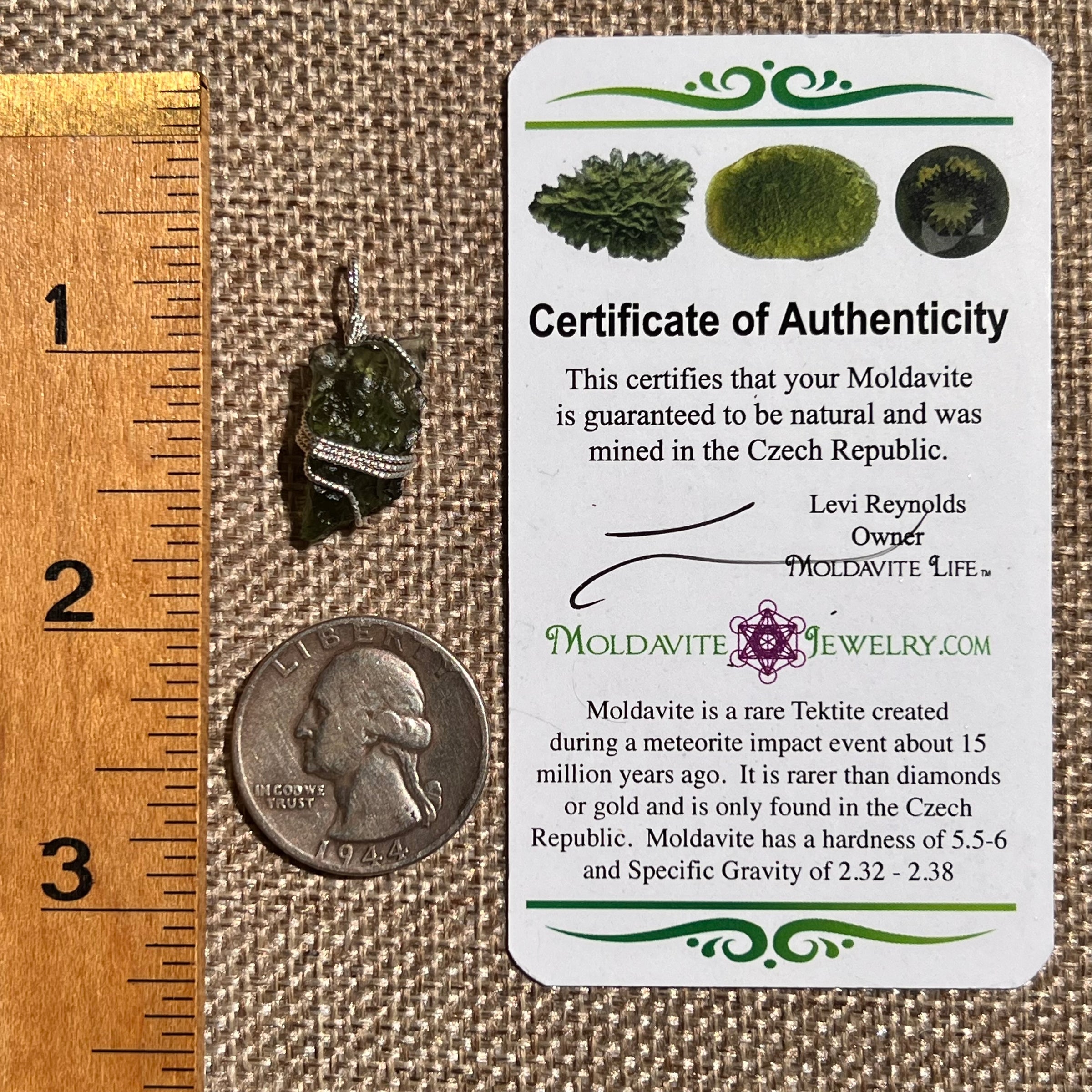 Moldavite Wire Wrapped Pendant Sterling Silver #8671-Moldavite Life