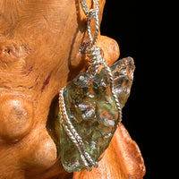 Moldavite Wire Wrapped Pendant Sterling Silver #8672-Moldavite Life