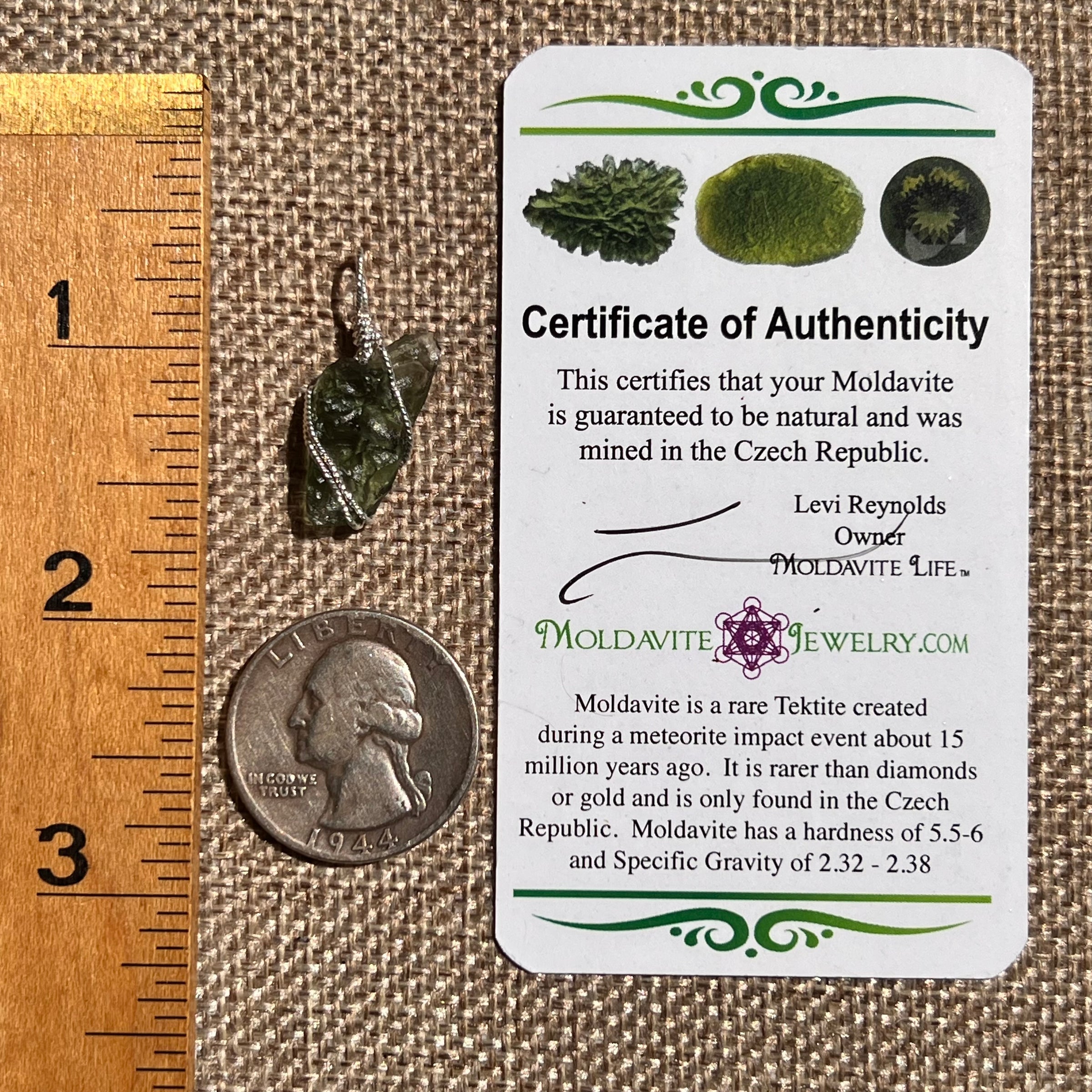 Moldavite Wire Wrapped Pendant Sterling Silver #8672-Moldavite Life