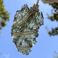 Moldavite Wire Wrapped Pendant Sterling Silver #8673-Moldavite Life