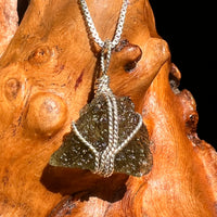 Moldavite Wire Wrapped Pendant Sterling Silver #8674-Moldavite Life