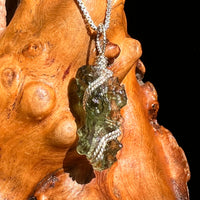 Moldavite Wire Wrapped Pendant Sterling Silver #8675-Moldavite Life