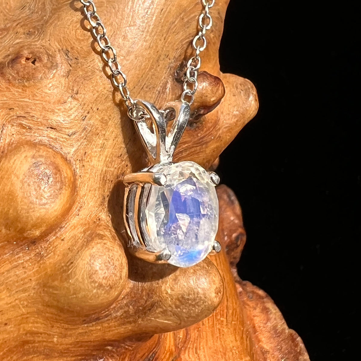 Moonstone Pendant Necklace Silver #5226-Moldavite Life