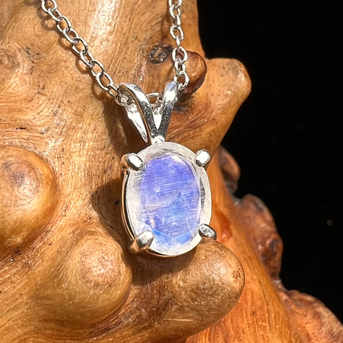 Moonstone Pendant Necklace Silver #5227-Moldavite Life