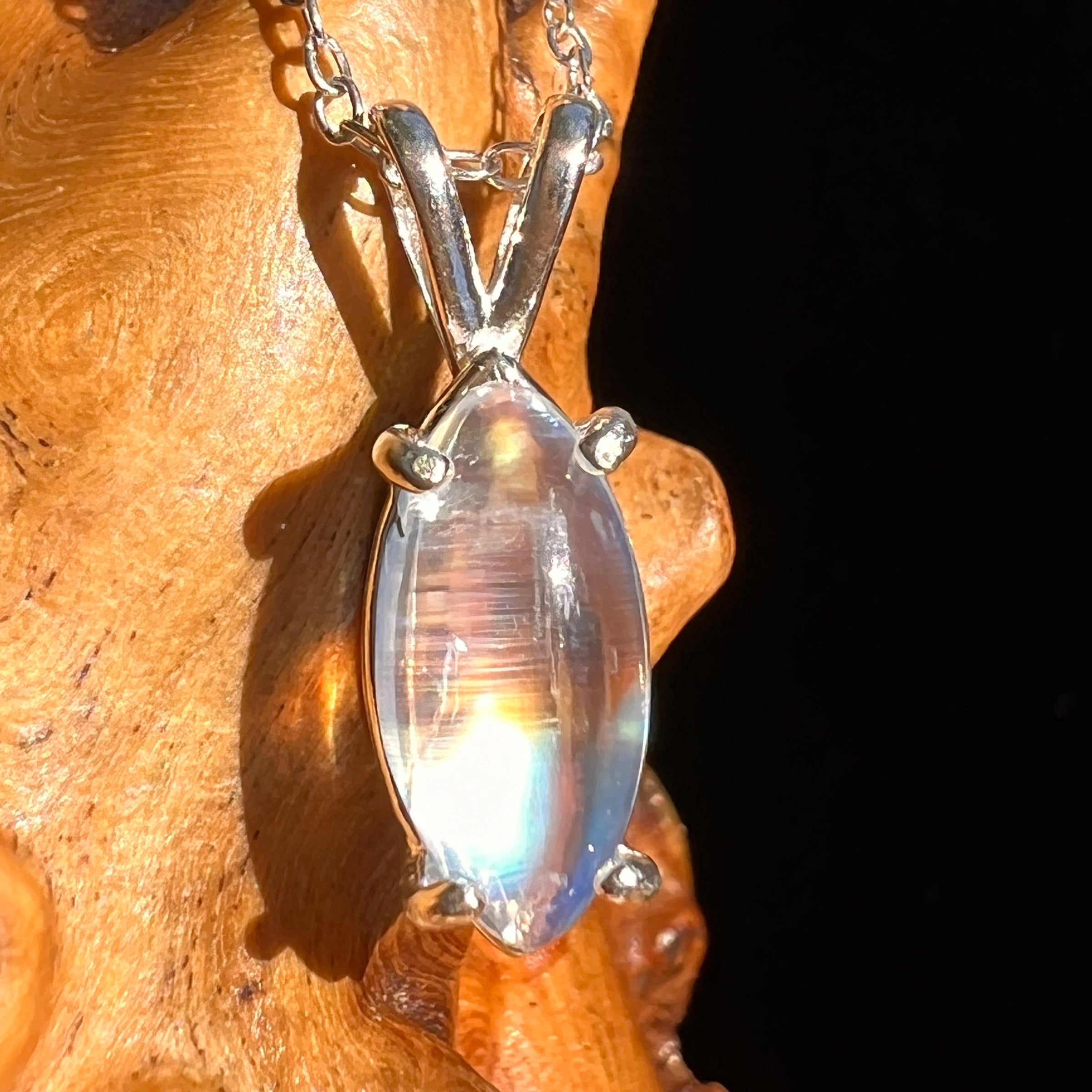 Moonstone Pendant Necklace Sterling Silver #6524