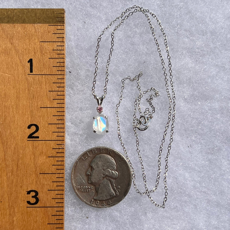 Moonstone & Pink Spinel Necklace Silver #5231-Moldavite Life