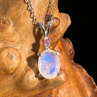 Moonstone & Pink Spinel Necklace Silver #5233-Moldavite Life
