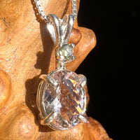 Morganite & Moldavite Necklace Sterling Silver #6749-Moldavite Life