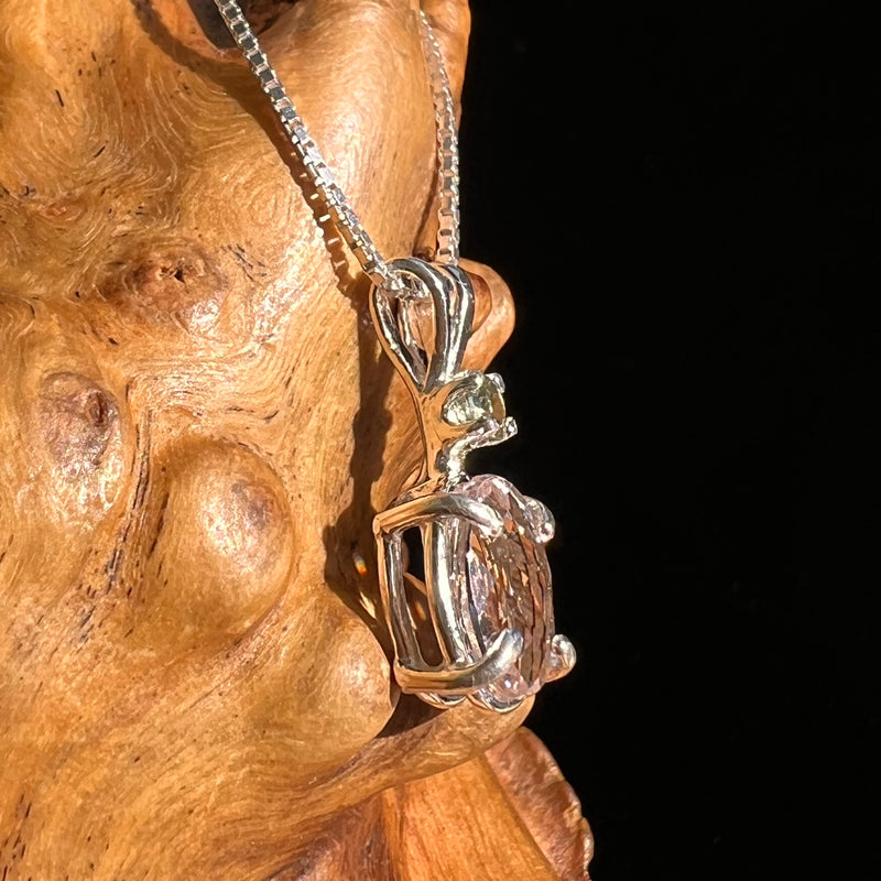 Morganite & Moldavite Necklace Sterling Silver #6749-Moldavite Life