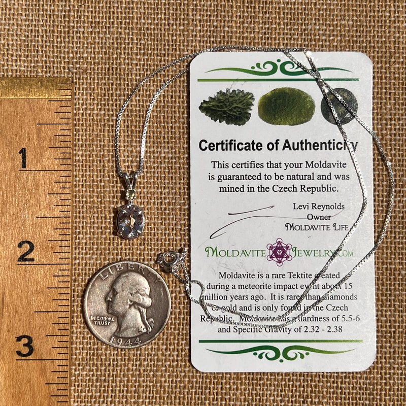 Morganite & Moldavite Necklace Sterling Silver #6749-Moldavite Life