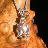 Morganite & Moldavite Necklace Sterling Silver #6749-Moldavite Life