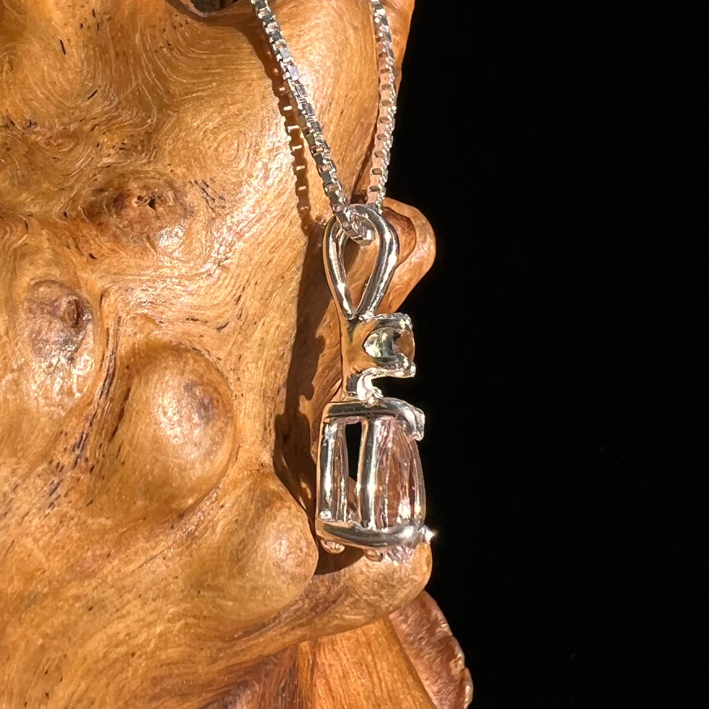 Morganite & Moldavite Necklace Sterling Silver #6750-Moldavite Life