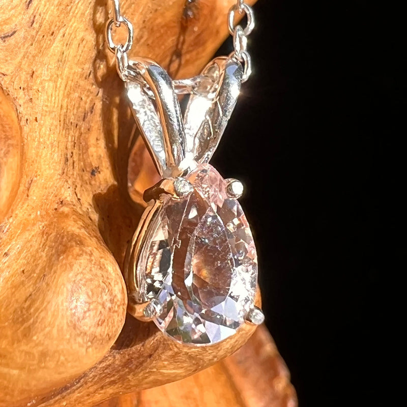 Morganite Necklace Sterling Silver #6748-Moldavite Life