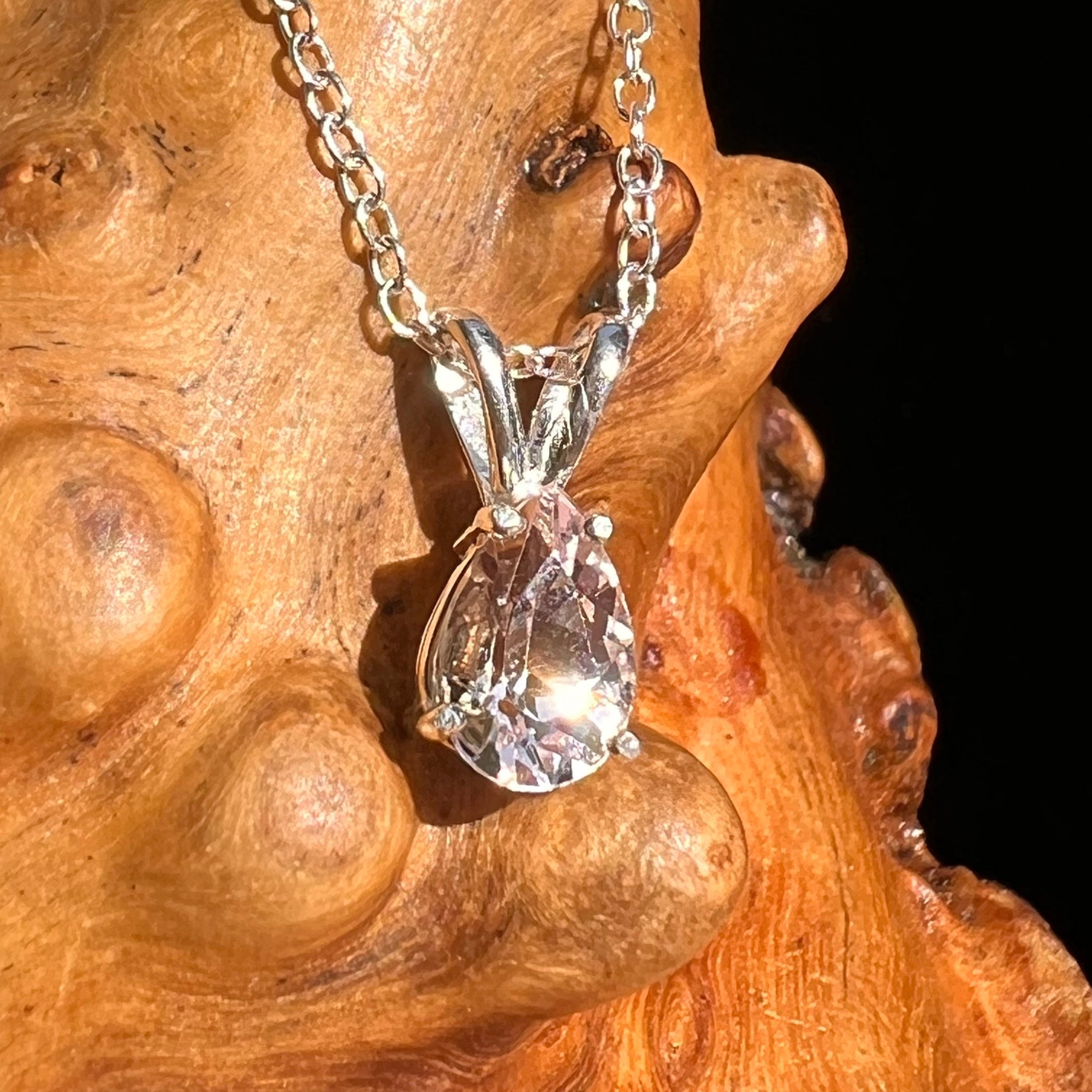 Morganite Necklace Sterling Silver #6748-Moldavite Life