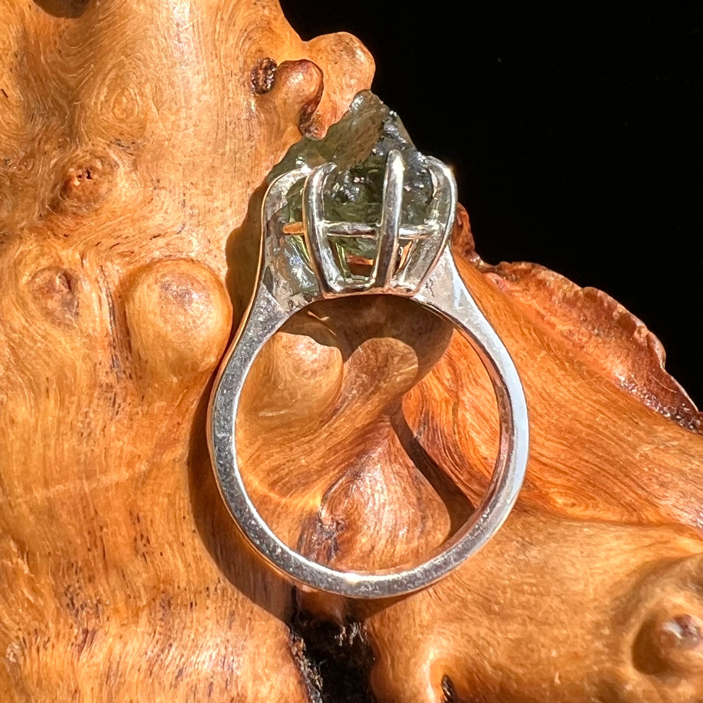 Natural Raw Moldavite Ring Sterling Silver Size 6.5 #5094-Moldavite Life
