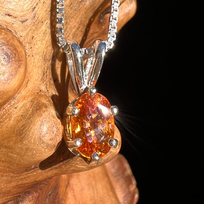 Orange Mandarin Garnet Necklace Sterling #6730-Moldavite Life