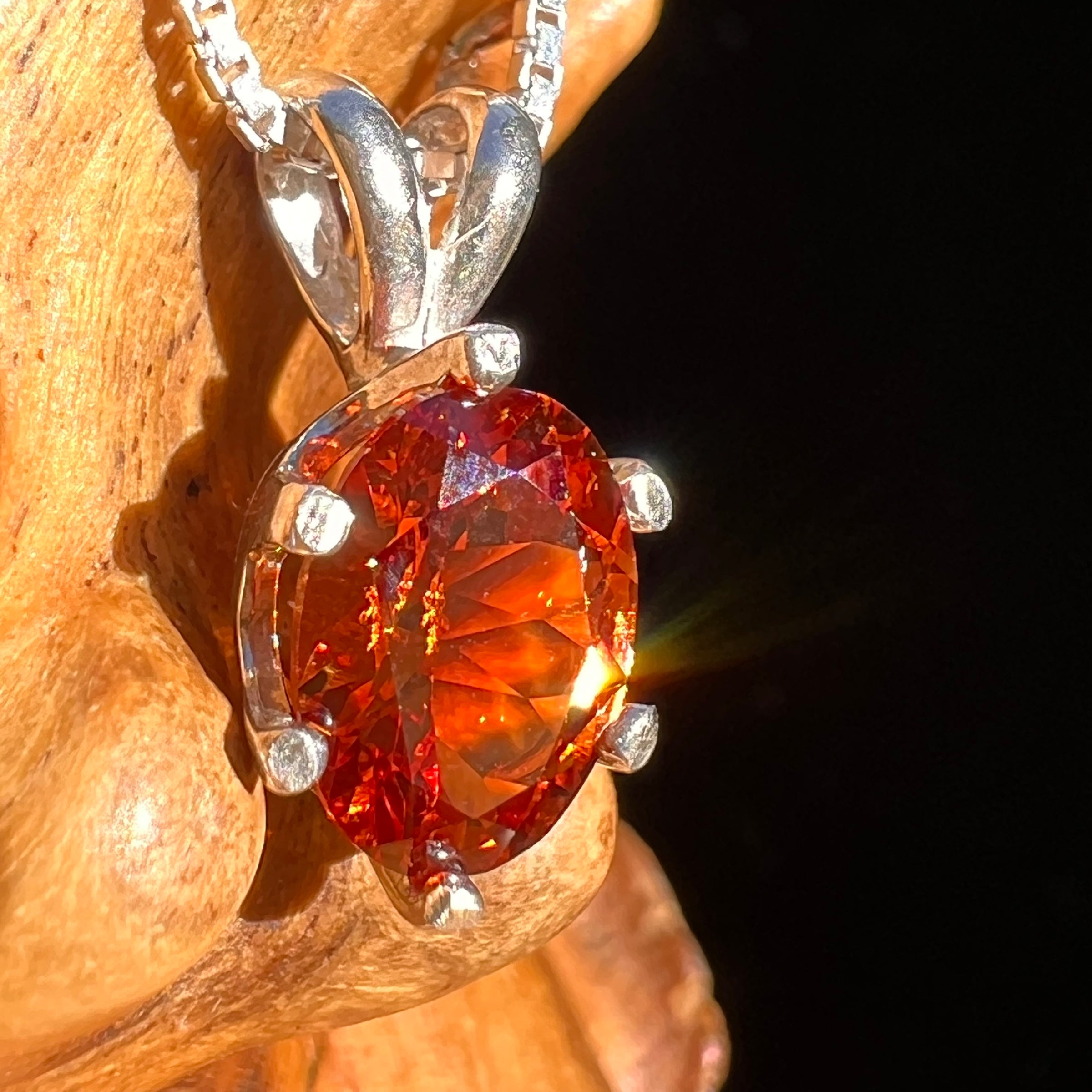Orange Mandarin Garnet Necklace Sterling #6731-Moldavite Life