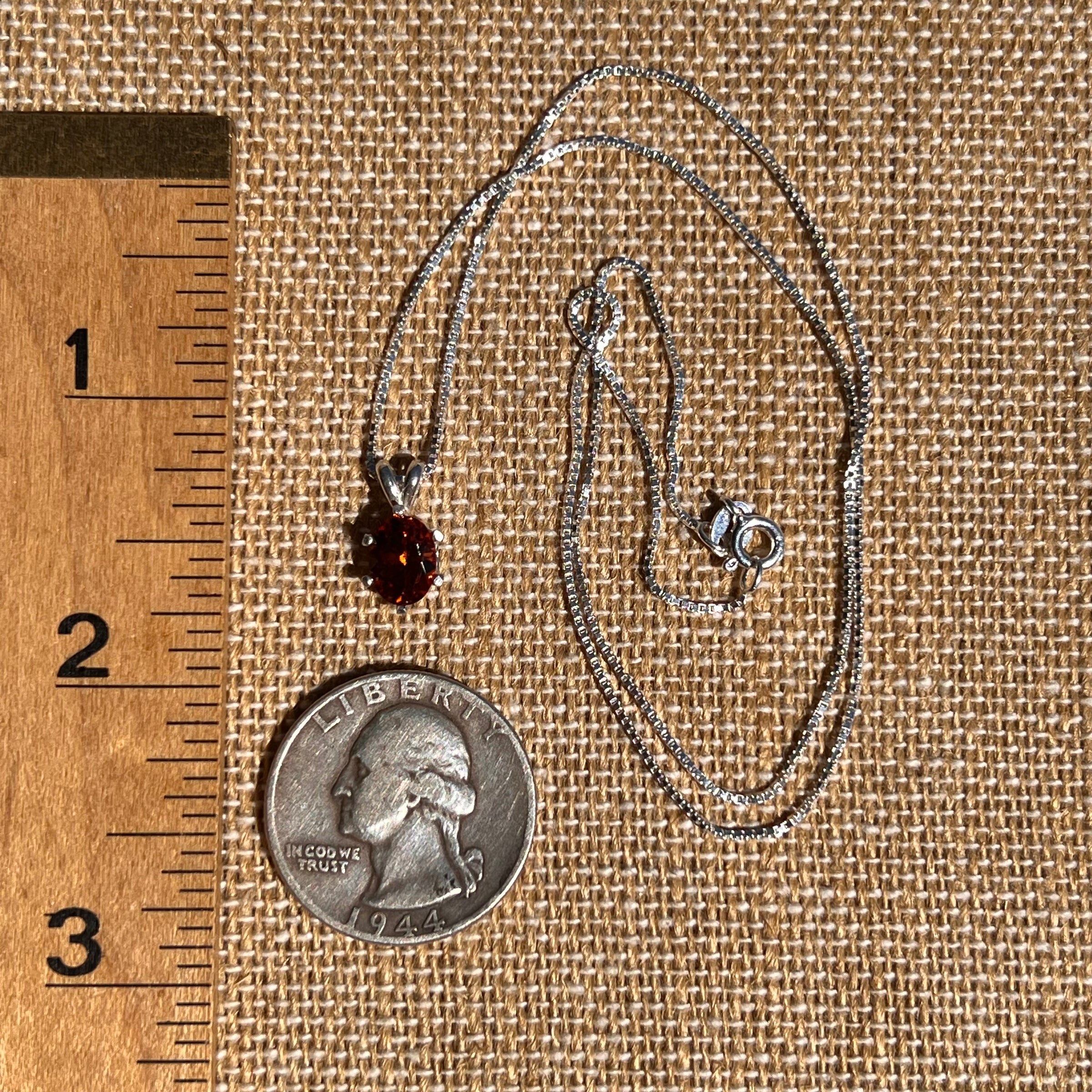 Orange Mandarin Garnet Necklace Sterling #6731-Moldavite Life