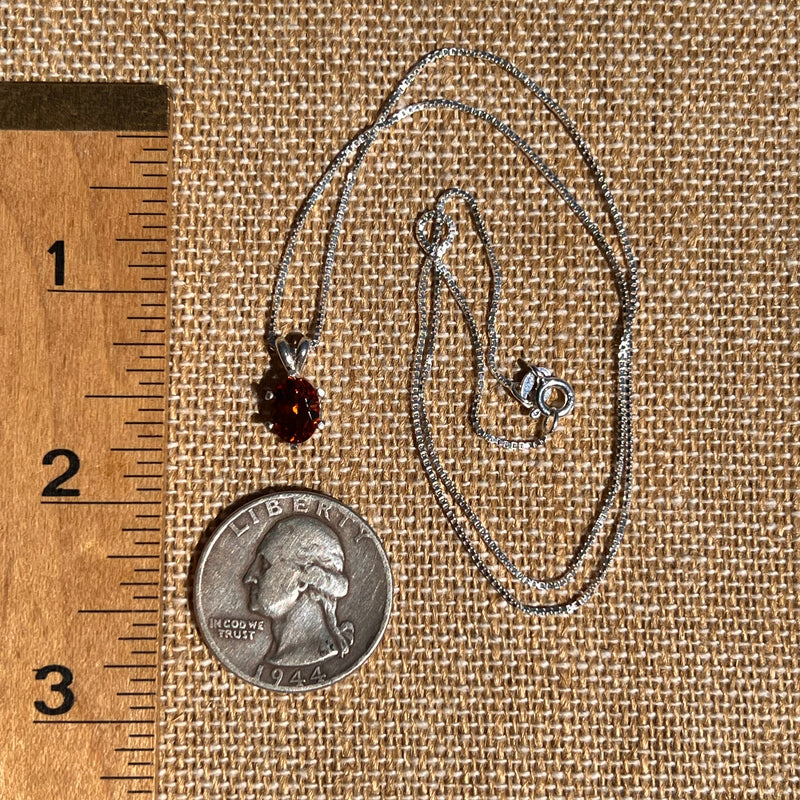 Orange Mandarin Garnet Necklace Sterling #6731-Moldavite Life