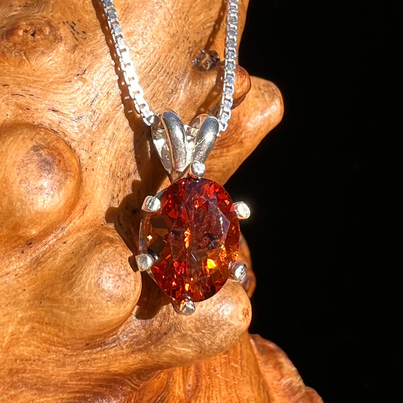Orange Mandarin Garnet Necklace Sterling #6731-Moldavite Life