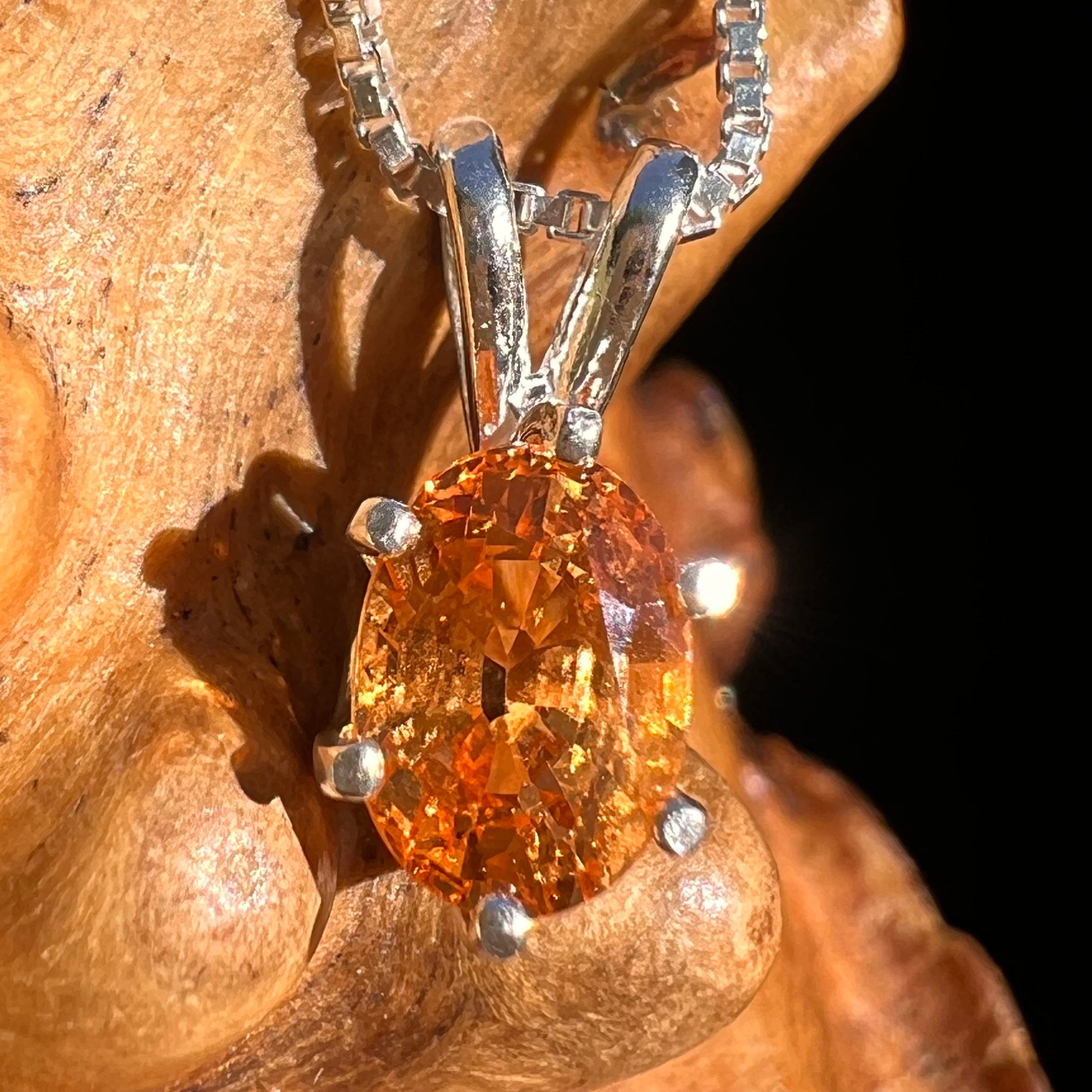 Orange Mandarin Garnet Necklace Sterling #6732-Moldavite Life
