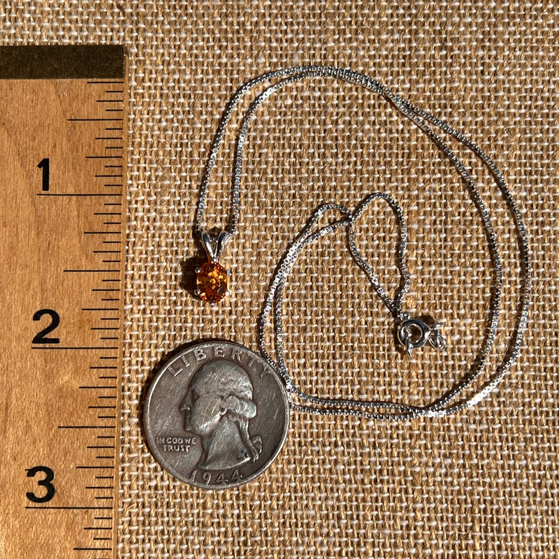 Orange Mandarin Garnet Necklace Sterling #6732-Moldavite Life