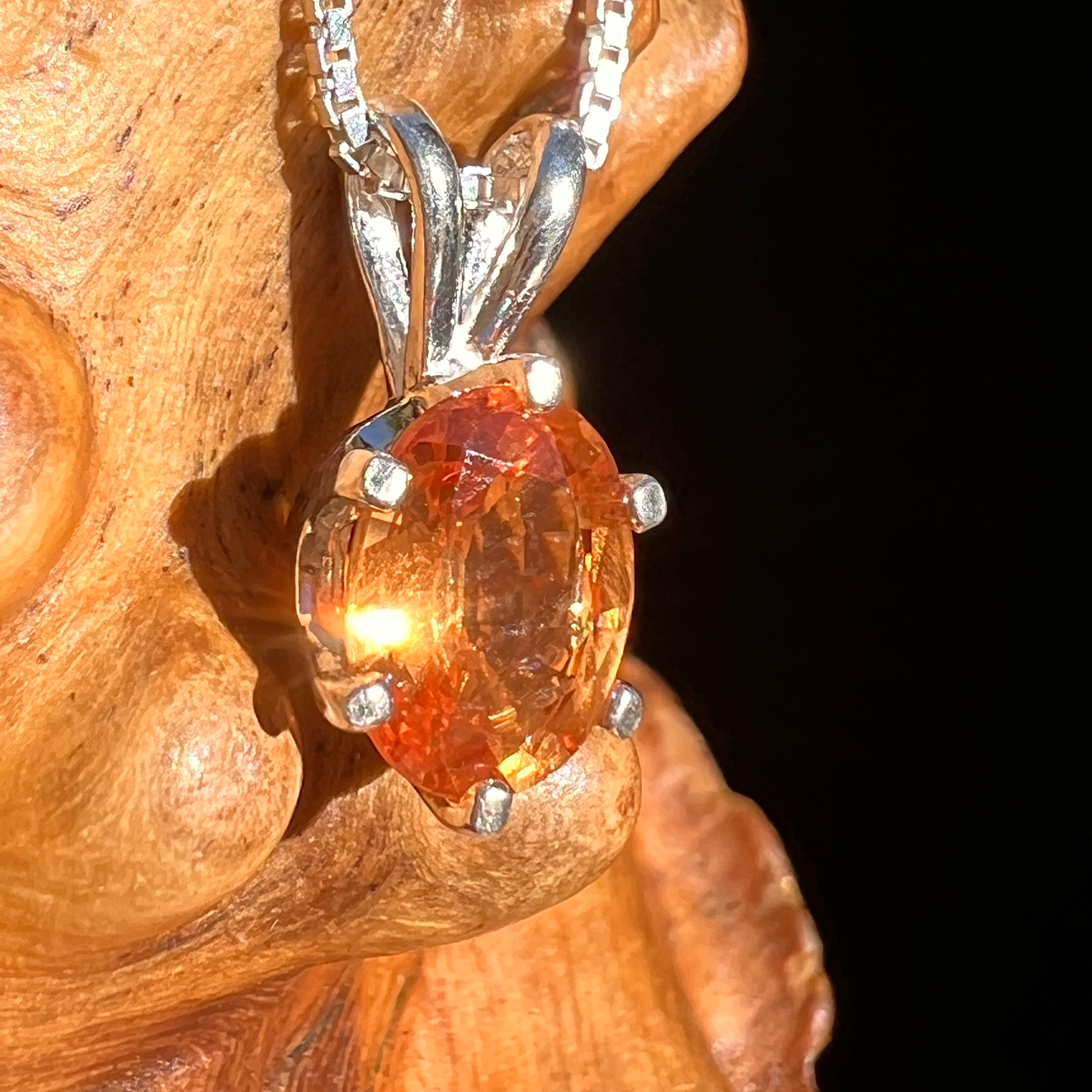 Orange Mandarin Garnet Necklace Sterling #6733-Moldavite Life