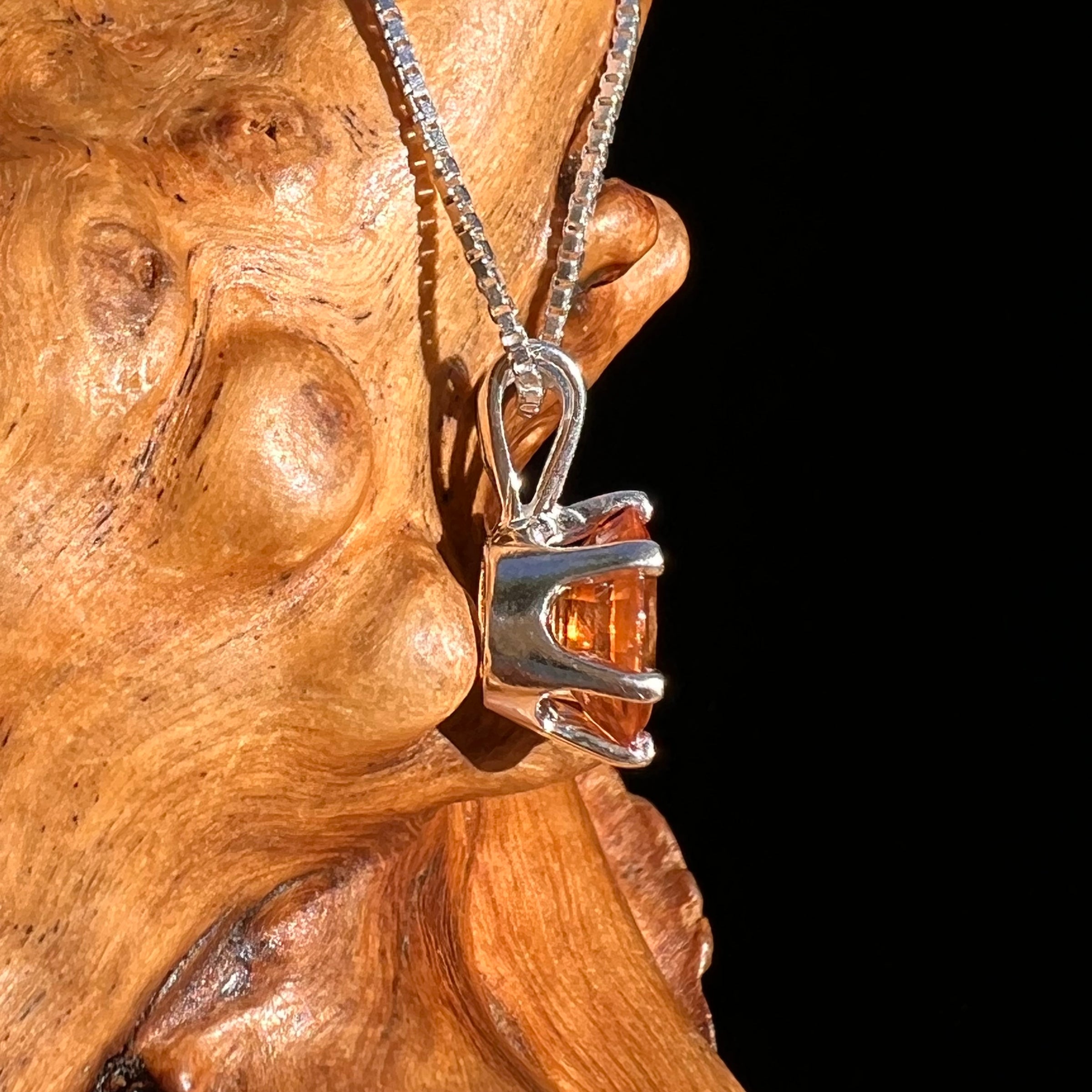 Orange Mandarin Garnet Necklace Sterling #6733-Moldavite Life