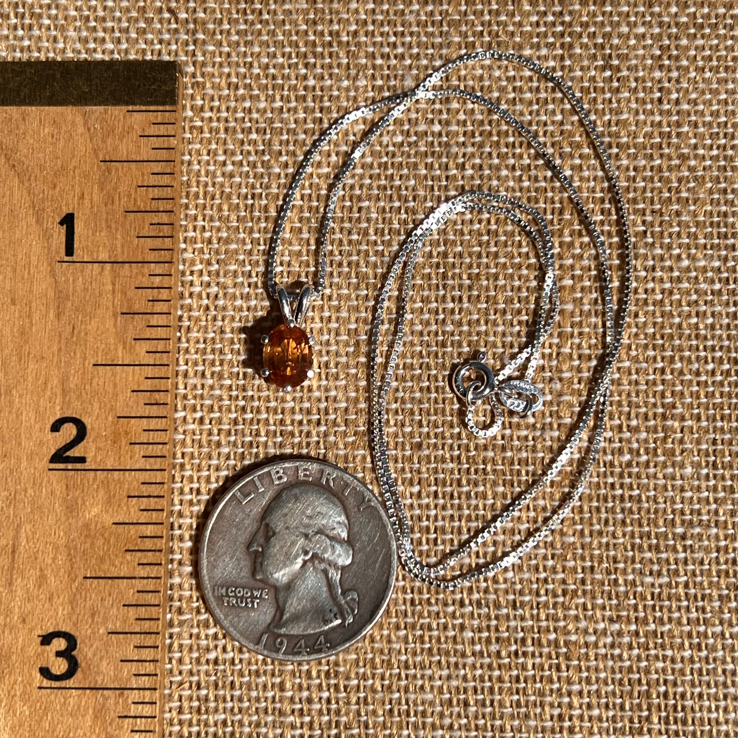 Orange Mandarin Garnet Necklace Sterling #6733-Moldavite Life