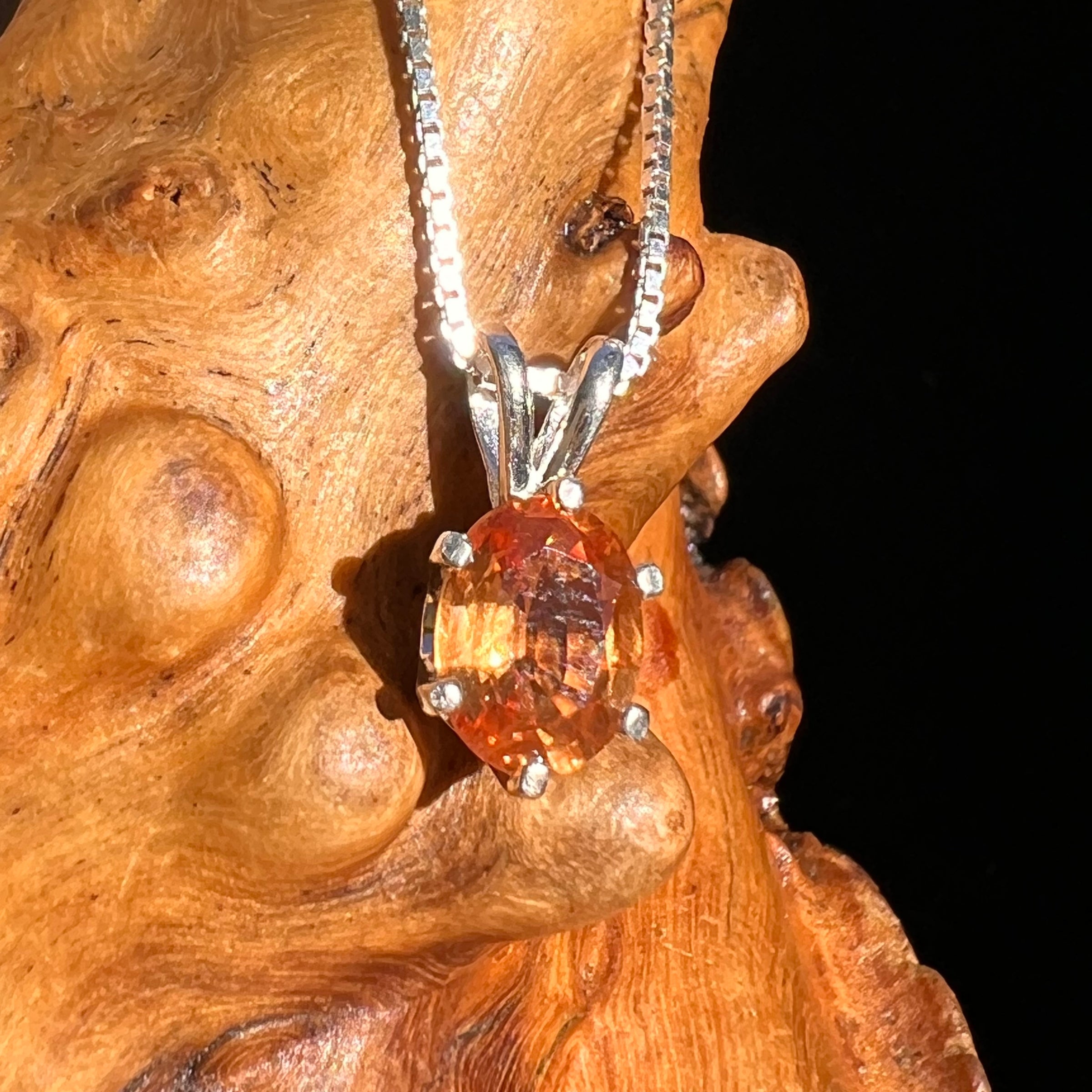 Orange Mandarin Garnet Necklace Sterling #6733-Moldavite Life